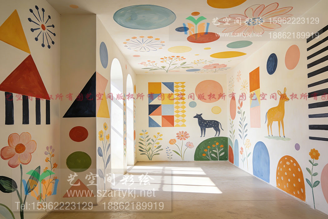 苏州绘画以彩为墨,让墙面成为空间的灵魂注脚